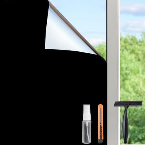 HIDBEA Mirror Blackout Window Film100 Light Blocking Room Darkening Window Privacy FilmMirror Glass Window Film Heat ControlRemovable Window Cover Tint for Day SleepMirror Black354in x 65ft