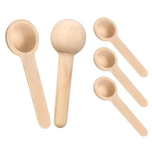5Pcs Mini Wooden Spoons for Masala Jar Container, Reusable Candy Spoon, Baby Scoops, Environmental Protection, Non-Toxic Multi-Purpose Wooden Condiment Spoons for Kitchen Spices (Round, Big)
