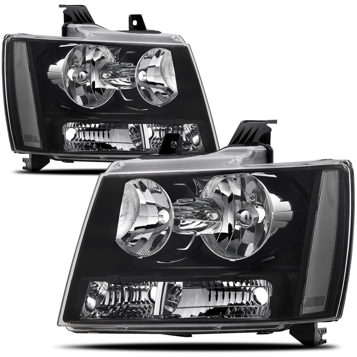 Reinko Headlight Assembly Compatible with 20072013 Chevy Avalanche Suburban 1500 2500 Tahoe Headlamp with Black Housing Clear Reflector
