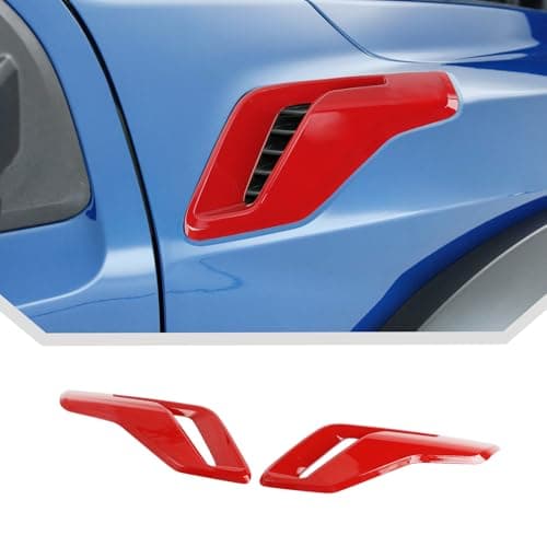 JeCar Red Fender Vent Cover Trim Accessories for 2021-2024 Ford F150 Raptor