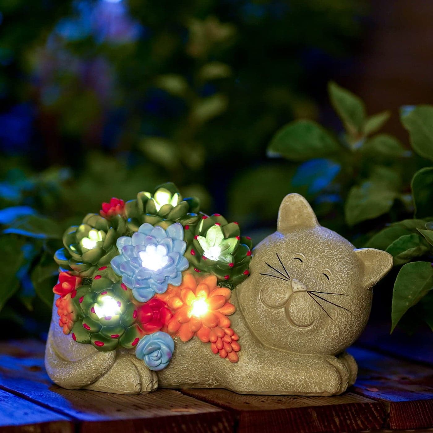 Qeeman Garden Outdoor Decor Statues Figurine with Solar Light Decorations Ornaments Patio Art Balcony Birthday Gifts for mom Grandma Women