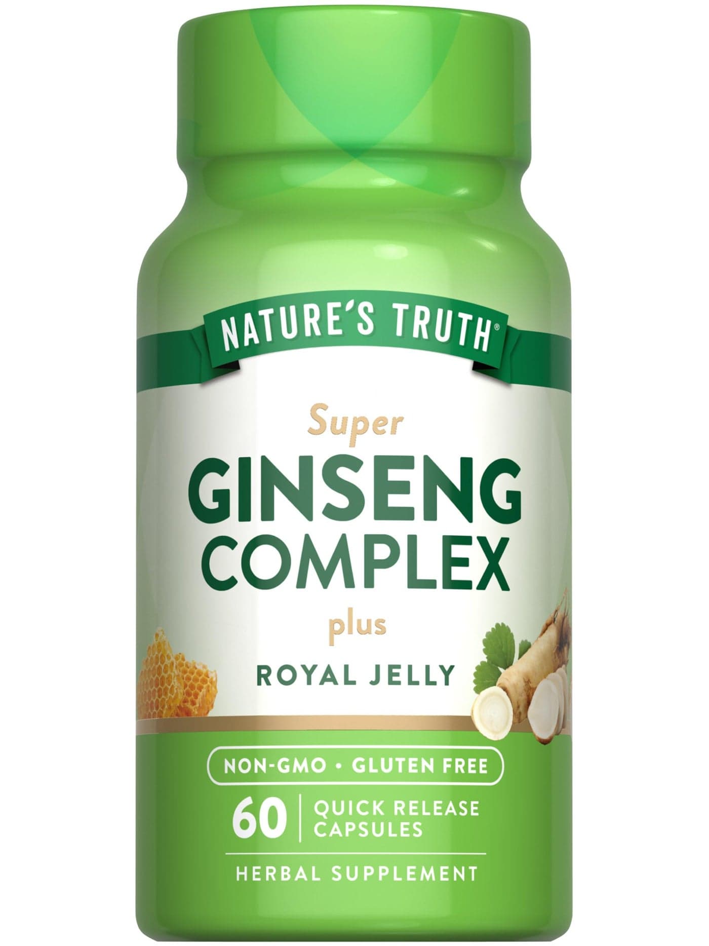 Natures Truth Super Ginseng Complex 60 Capsules with Royal Jelly NonGMO Gluten Free Supplement
