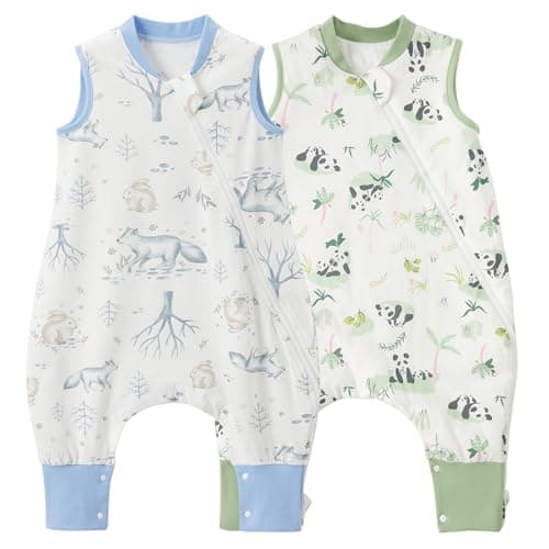 Duomiaomiao 2 Pack 0.5 TOG Toddler Sleep Bag 36-48 Months 100% Cotton Lightweight Baby Sleep Sack with Feet, Breathable Comfy Toddler Wearable Blanket
