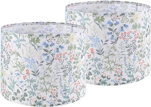Lamp Shades Set of 2 for Table Lamps 13 Top x 13 Bottom x 10 HighSpider Printed Floral Medium Drum Lampshades for Living RoomBedroom Desk Lamps Replacement Easy Assembly Required By GOSO
