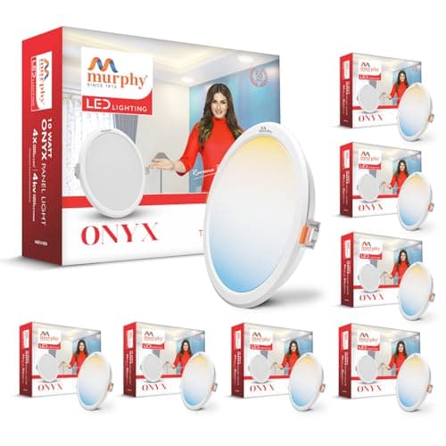 Murphy 10W Recessed Round Trimless LED Panel Light | 3-in-1 Colour Changing – Cool White/Neutral White/Warm White – Pack of 8