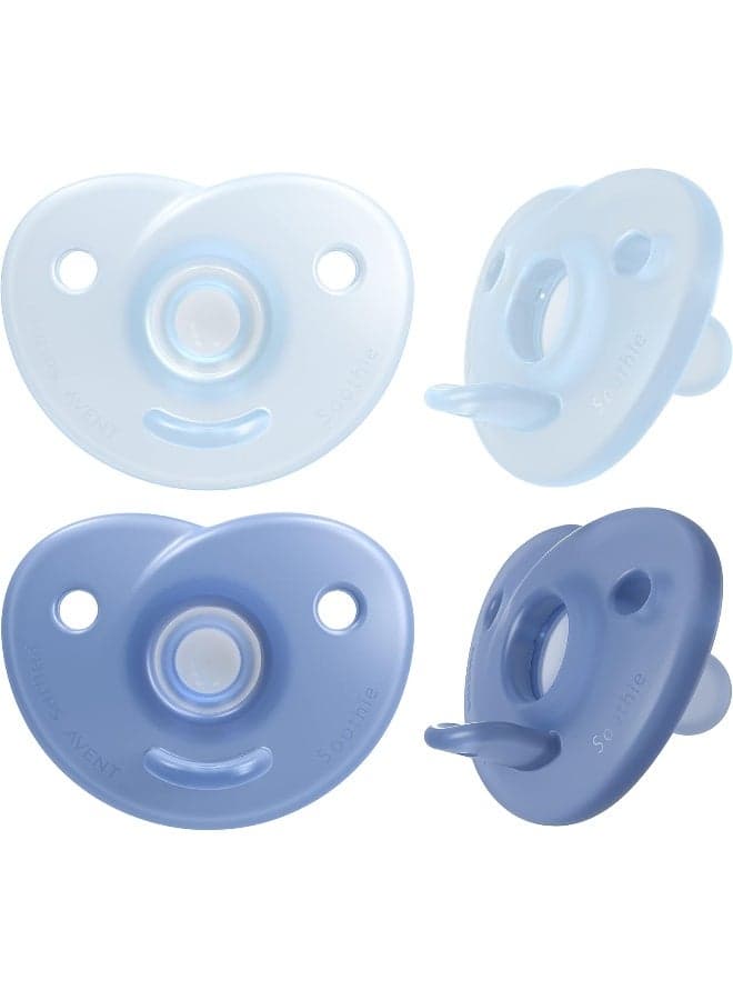 AVENT Philips Soothie Heart Pacifier, Blue/Light Blue, 0-3 Months, 4 Pack