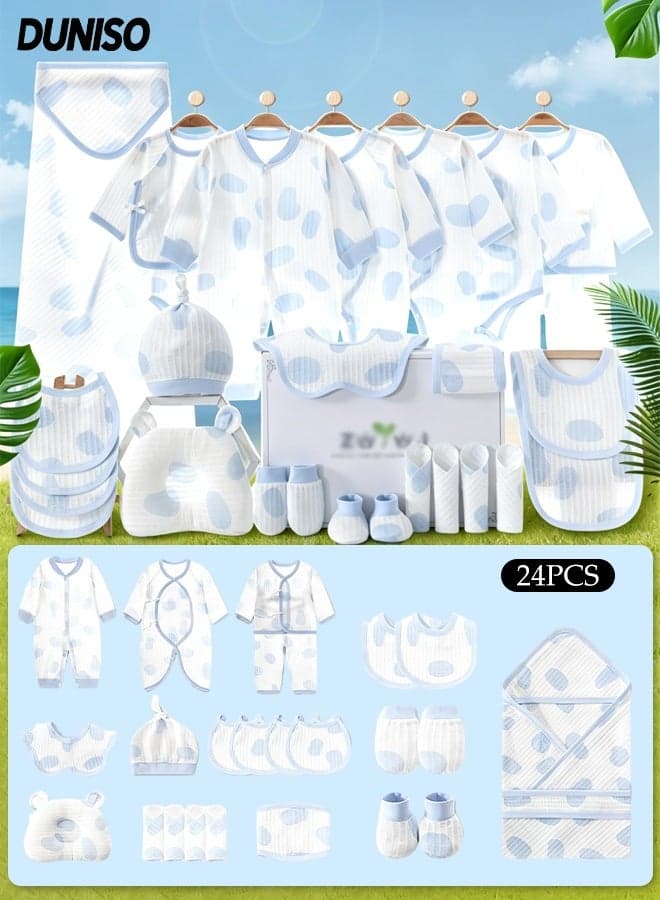 24 Pcs Newborn Baby Gift Set,Soft Cotton Summer Baby Clothes,Newborn Layette Gifts Set,Baby Clothes Accessories Set,Comfortable and Breathable,Machine Wash,for Infants Aged 0-1 Years Old
