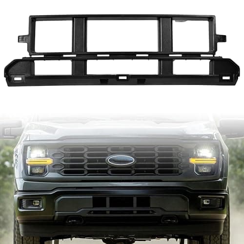POKIAUTO Front Bumper Grille for 2024 2025 Ford F150, Front Lower Center Bumper Cover Mesh Grill Trim Spacer Panel Insert for Ford F-150 XL STX XLT TREMOR LARIAT King Ranch Platinum Accessories