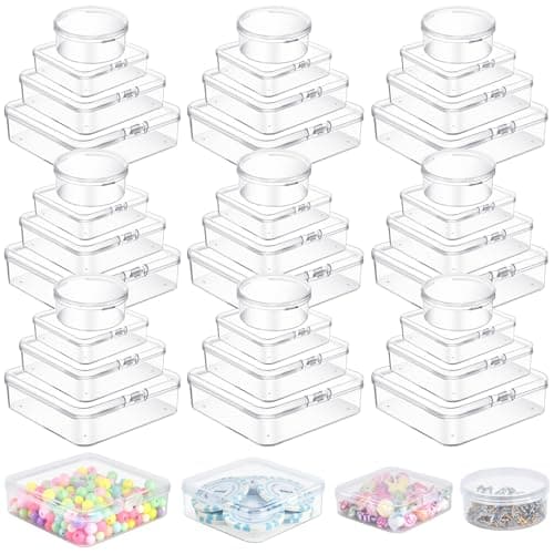 Milkary 40Pcs Mixed Sizes Clear Board Game Tokens Storage Containers Empty Board Game Storage with Lid Plastic Boxes Dice Container for Game Pieces Dice Tokens Jewelry Crafts