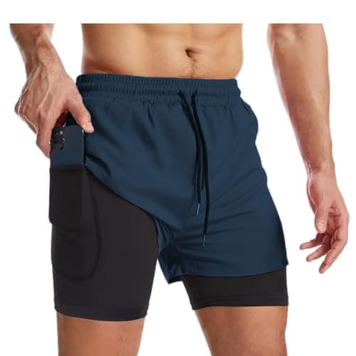 Oysters Men’s 2 in 1 Workout Shorts for Men with Phone Pockets (XL, Airforce Black)
