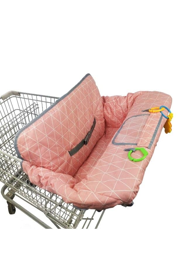 Shopping Cart Covers for Baby Girl, Cotton High Chair Cover, Toddler Grocery cart Cushion, Infant Cart Cover for Babies Girl, Machine Washable (Pink)