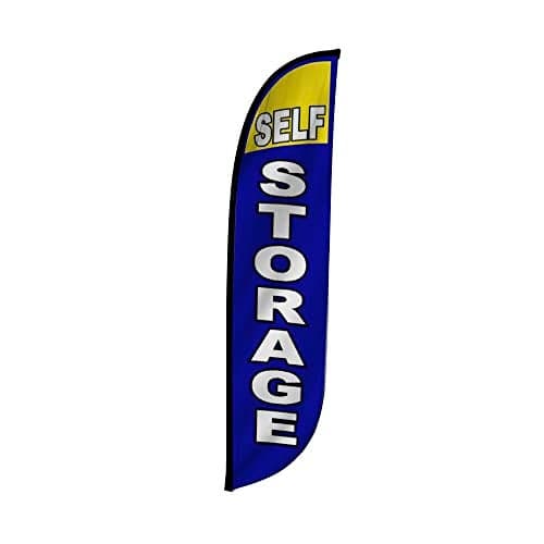 LookOurWay Feather Flag Banner - 12 Feet Tall Advertising Flags for Outdoor Business and Events Promotion - Swooper Flag Only - Printing & Shipping Services Flag - Self Storage (10M1200321)