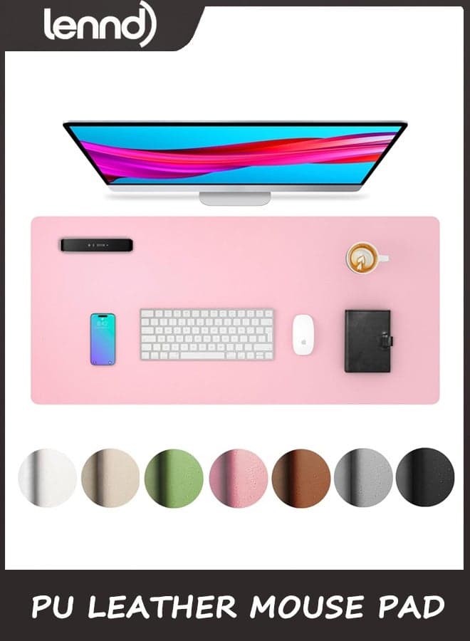 Non-Slip PU Leather Mouse Pad Waterproof Laptop Desk Pad Protector, Blotter Mat, Writing and Mouse Pad for Office & Home, 40cm x 80cm, Large(Fairy Pink,40cm x 80cm)