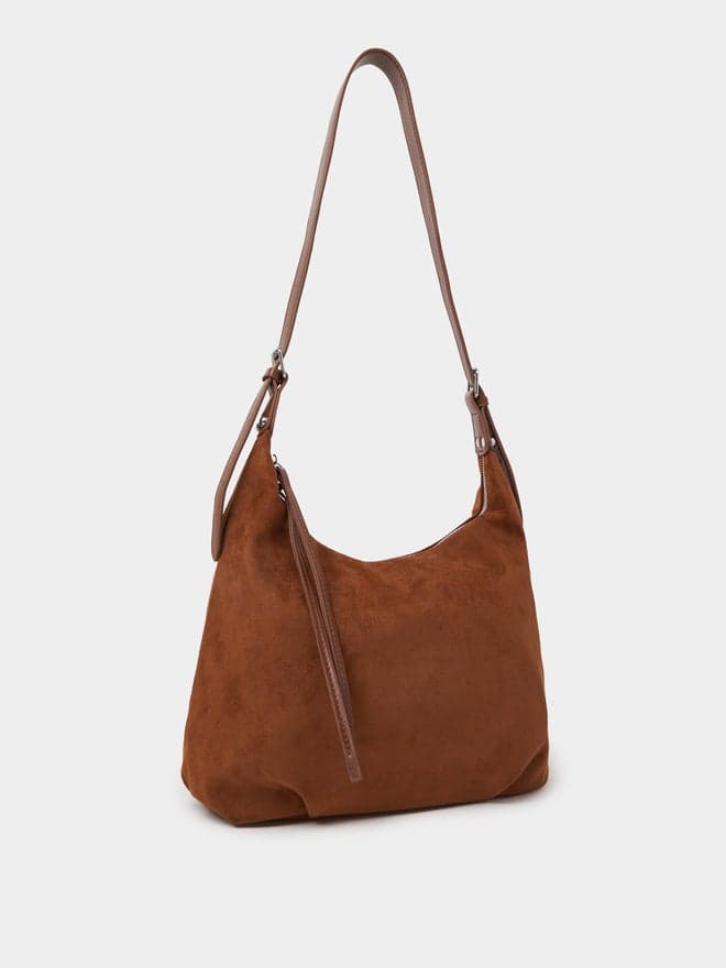 Styli Brown Solid Hobo Bag with Tassel Trim