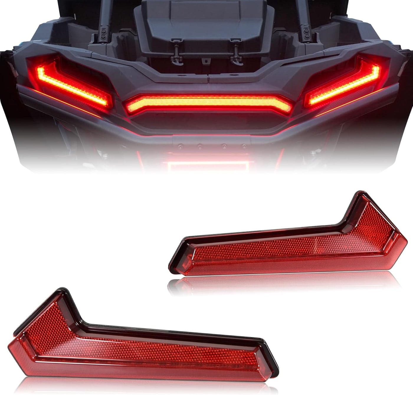 SAUTVS UTV Tail Lights Assembly for Polaris RZR XP Turbo Sportsman 1000 (2018-2021) - LED Taillights Rear Lamps (Red, 2PCS)