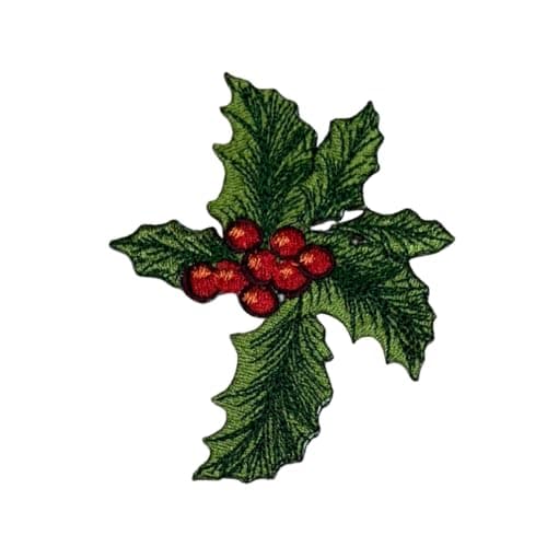 GARAAN - Machine Embroidered Applique, Embroidery Patch, Sew on Patches, DIY Projects, Holly Leaf (Pack of 6)