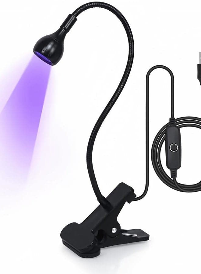 UV Light for Gel Nails, 3W Gel Nail Lamp, Mini Led Nail Polish Lights with Gooseneck, Portable Clamp UV Light with USB Charge Lamp for Salon