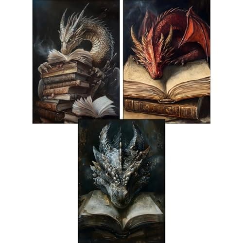 GOUOYANA Dragon Diamond Art Kits for Adults - 3 Pack, Full Drill Dragon Diamond Painting Kits for Beginners, DIY Full Rhinestone 5D Diamond dots (Gemstone Craft), Home Wall Decoration (12x16 inch)