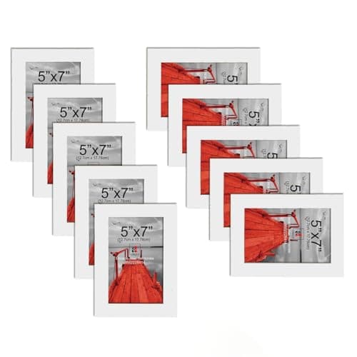 Art Street Synthetic Wood Individual Wall Photo Frame (White, 5x7 Inches)- Set of 10