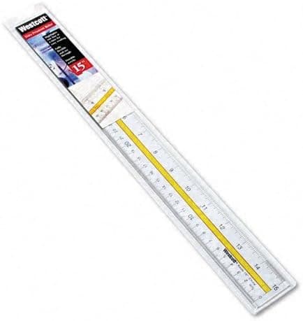Westcott Highlighting Data Beveled Plastic Ruler 15 ClearYellow Panel Sold as 2 Packs of 1 Total of 2 Each