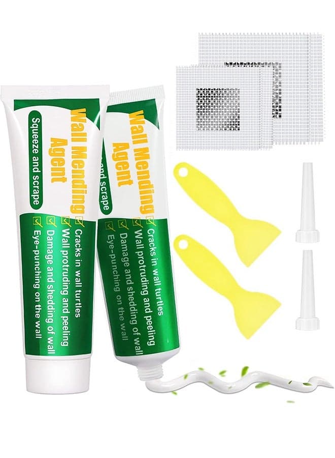 Drywall Repair Kit, 2 Pcs Spackle Wall Repair Patch Kit with Scraper, Wall Mending Agent Large Hole Drywall Patch, Easy to Fill Holes in Home Wall and Quick Repair Crack, Plaster Wall Repair
