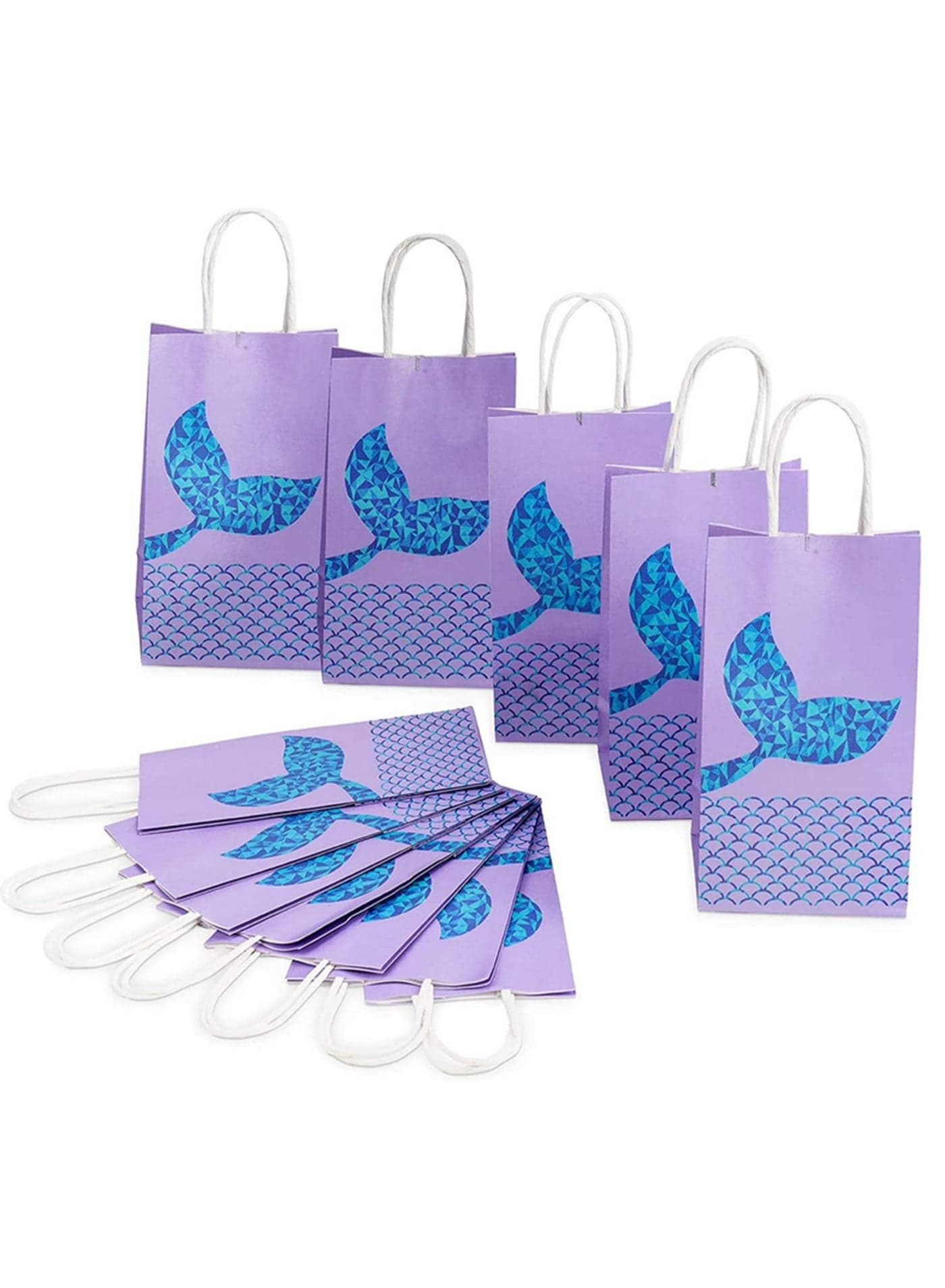 10PCS Mermaid Gift Bags Mermaid Party Supplies Favors Goodie Bag Glitter Treat Bags for Under the Sea Party Mermaid Gifts for Girls