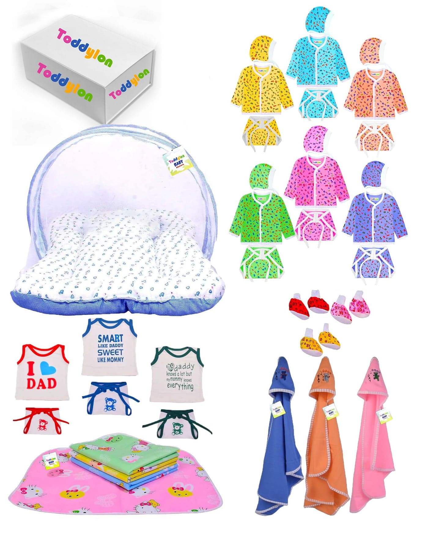 Toddylon New Born Baby Essentials Kit 36 Combo Set (0–6 Months) | Newborn Baby Hospital Bag Kit | Infant Combo Set for New Born | Newborns Baby Dress & Clothing Set | Infants Essentials Kit