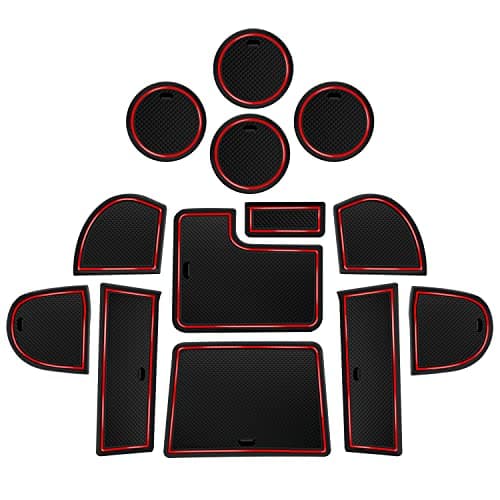 Asgohme Fit for Subaru WRX 20152021 Accessories Upgraded Custom NonSlip Cup Holder Inserts Center Console Liners Door Pocket Pads Interior AntiDust Mats Manual Parking Brake 13PCS Red Trim