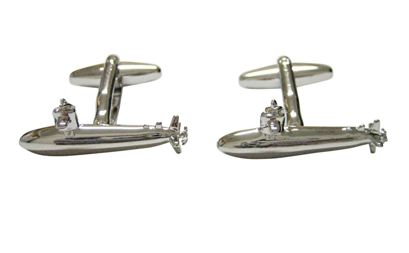 Kiola Designs Silver Toned Naval Submarine Cufflinks