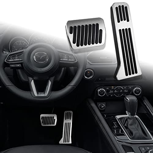 ANFOKAS for Mazda 3 6 CX-5 CX-9 Accessories Car Auto Foot Pedal Covers Rest Brake Gas Accelerator Pedal Pads Aluminum No Drilling Anti-Slip Sport Style -Silver