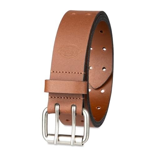 Dickies Men's Leather Double Prong Belt, Tan, 32 (Waist: 30)