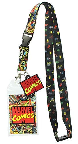 Bioworld Marvel Comics Page ID Lanyard Badge Holder With 1.5" Rubber Charm Pendant