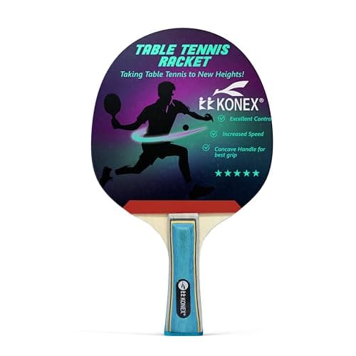 Konex Table Tennis Bat for Beginners & Intermediate Players (1pc) | Lightweight, Non Slip Handle with Advanced Rubber Paddle |Ideal for Balanced Spin & Control for Casual Games or Competitive Play