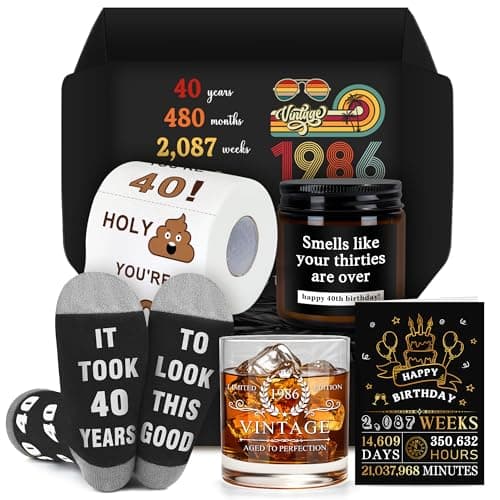 40th Birthday Gifts Men Funny 40 Year Old Gifts for Men Novelty Gift for 40th Birthday Man Cool 1986 Gift Ideas for Man 40s Happy 40th Bday Accessories for Him Luxury Forty and Fabulous Decorations