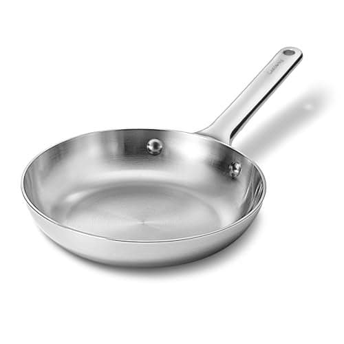 Caraway Stainless Steel Mini Fry Pan 8 Inch Stainless Steel Frying Pan Oven Safe Compatible with All Stovetops Non Toxic PTFE PFOA Free