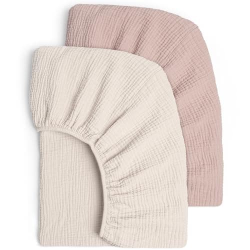 Lulu Moon Muslin Crib Sheets - Fitted Crib Mattress Sheets for Boys and Girl - 28"x 52", 2 Pack