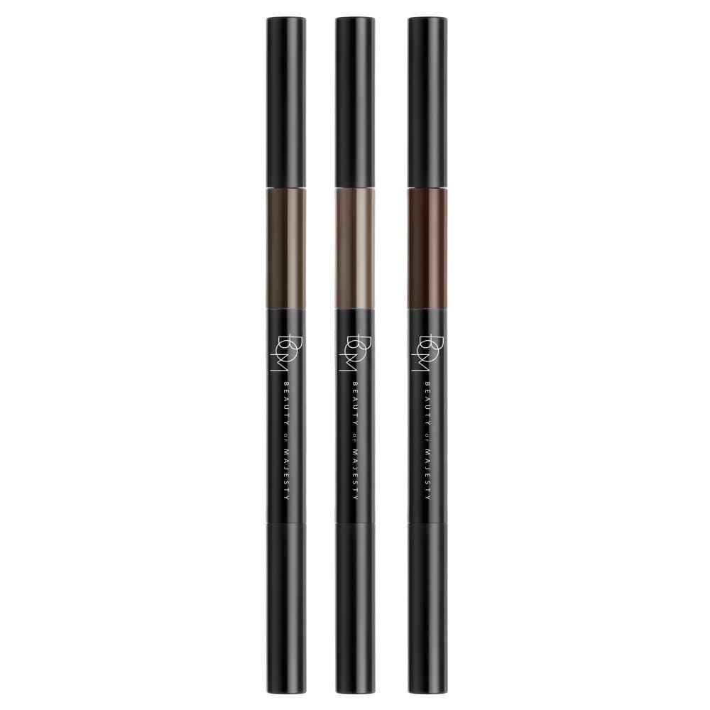 BOM 3 in 1 Triple Edge Eyebrow Pencil with Blender and Spoolie Long Lasting Waterproof Dark Brown