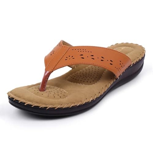 TRASE Slippers for Women Stylish Flat | Comfortable Orthopedic Soft Chappals | Lightweight Ortho Footwear for Ladies (Tan, 9 UK)