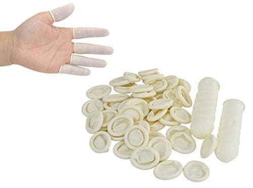 Nicedmm 200 Pcs Disposable Latex White Finger Cots - Tattoo Beauty Nail Anti-Static Finger Protector