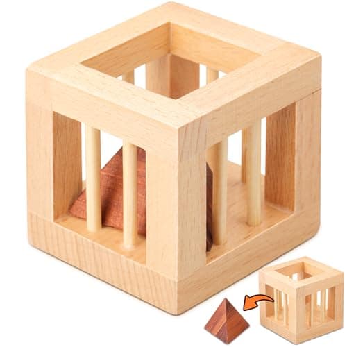 Yilloog Wooden Puzzle Games Brain Teasers Toy Educational 3D Logic Puzzles, Brain Teaser Intellectual Removing Assembling Puzzle Gift for Party Adults(Cage Lock)