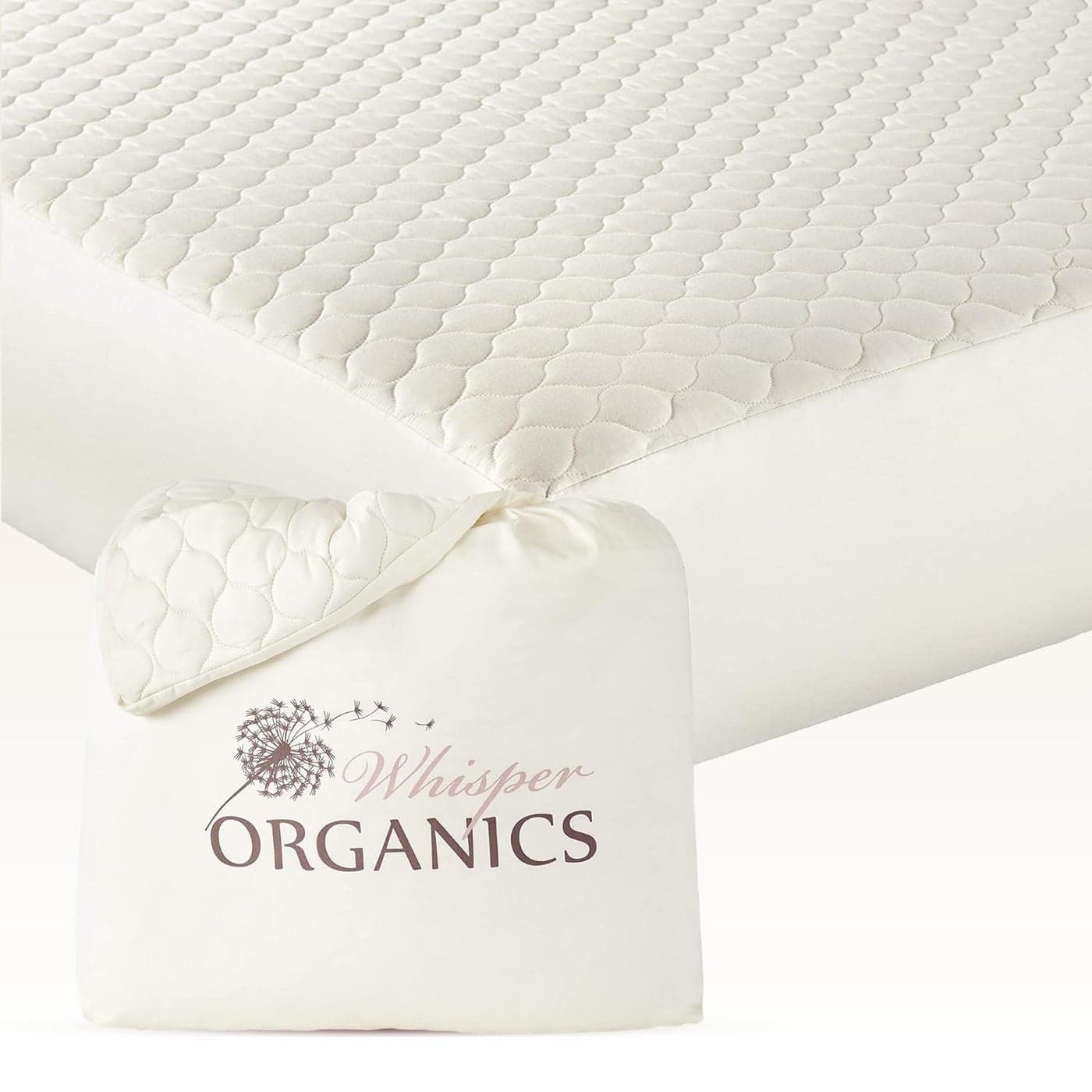 100 Cotton Organic Mattress Pad Breathable Cooling Mattress Protector Twin Size Premium 300GSM Quilted and Noiseless Machine Washable Organic Mattress Protector Ivory Twin