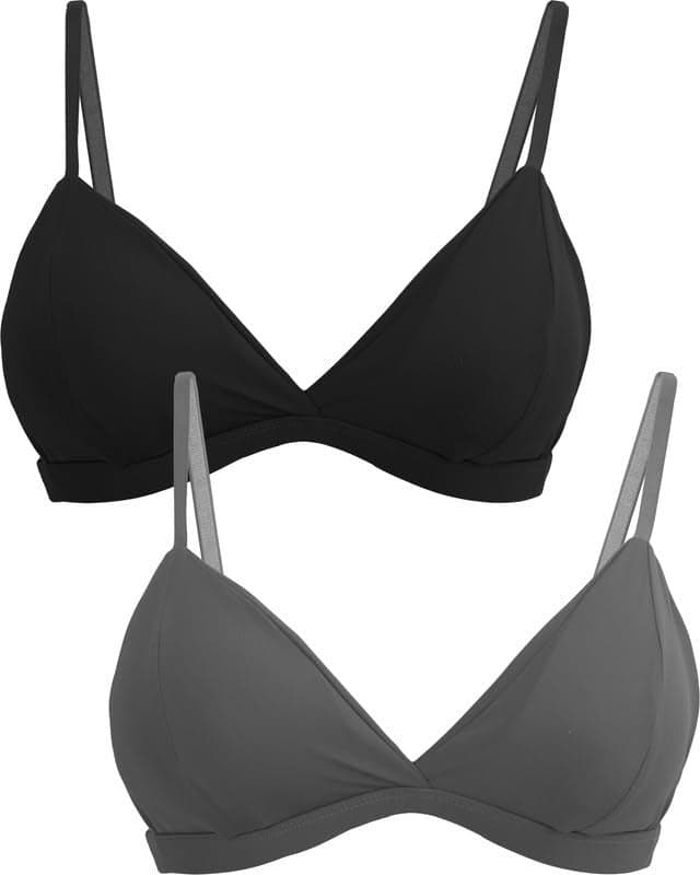 Dressably Women's Pack of 2 Padded Non-Wired Plunge Bras | Lycra Stretch Ice Silk | Deep V Neck, Triangle Cups