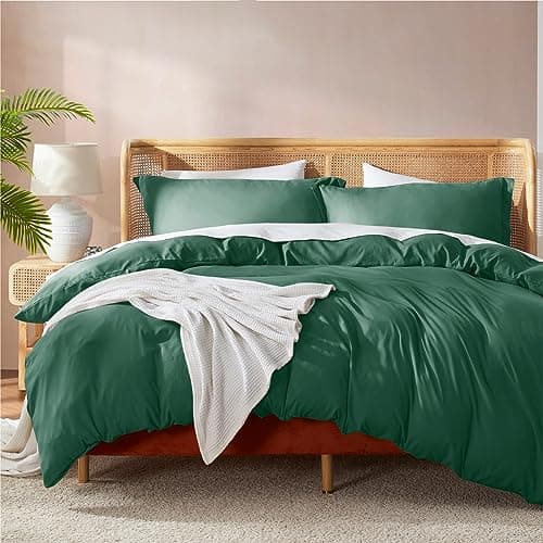 Nestl Twin Duvet Cover Set Soft Double Brushed Dark Green Duvet Cover TwinTwin XL 2 Piece with Button Closure 1 Duvet Cover 68x90 inches and 1 Pillow Sham