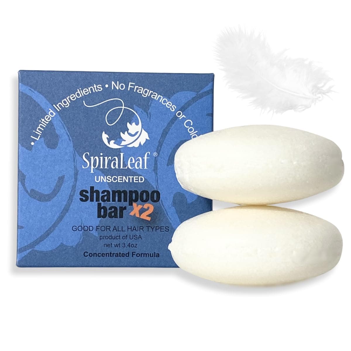 Whiff Shampoo Bars x2 Savings Unscented Limited Ingredients No Scents or Colorings Concentrated Formula Made USA