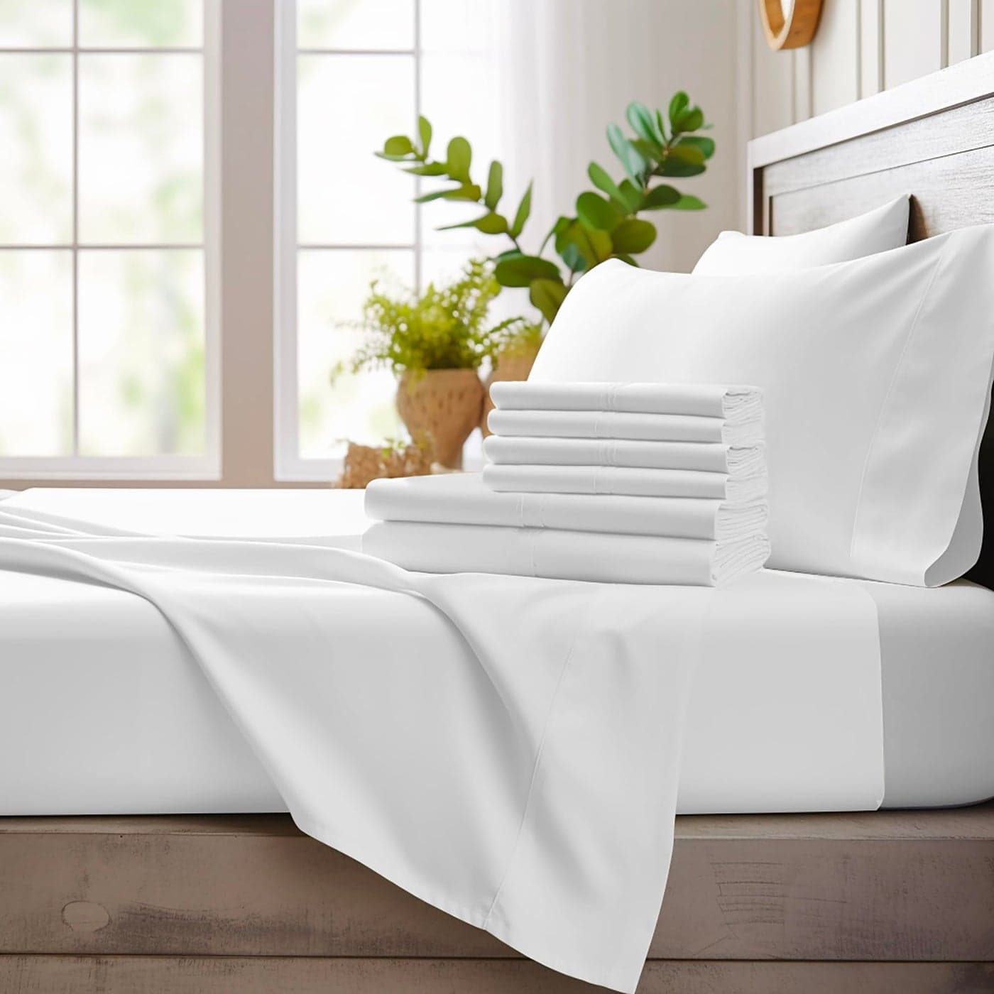 Bamboo Bay 6 Piece King Size Sheet Set 100 Viscose Made from Bamboo Breathable Ultra Soft Cooling Bed Sheet for Hot Sleepers Beddings with Deep Pockets Fit 16 Mattress White