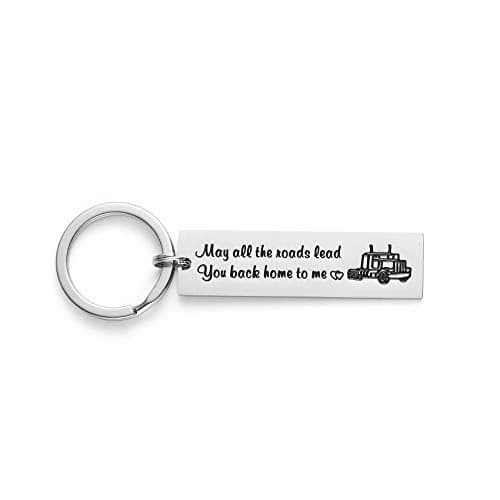 Truck Driver Gifts Key Chain May All The Roads Lead You Back Home to Me Keychain Couple Gifts for Him Long Distance Relationship Gift for Trucker
