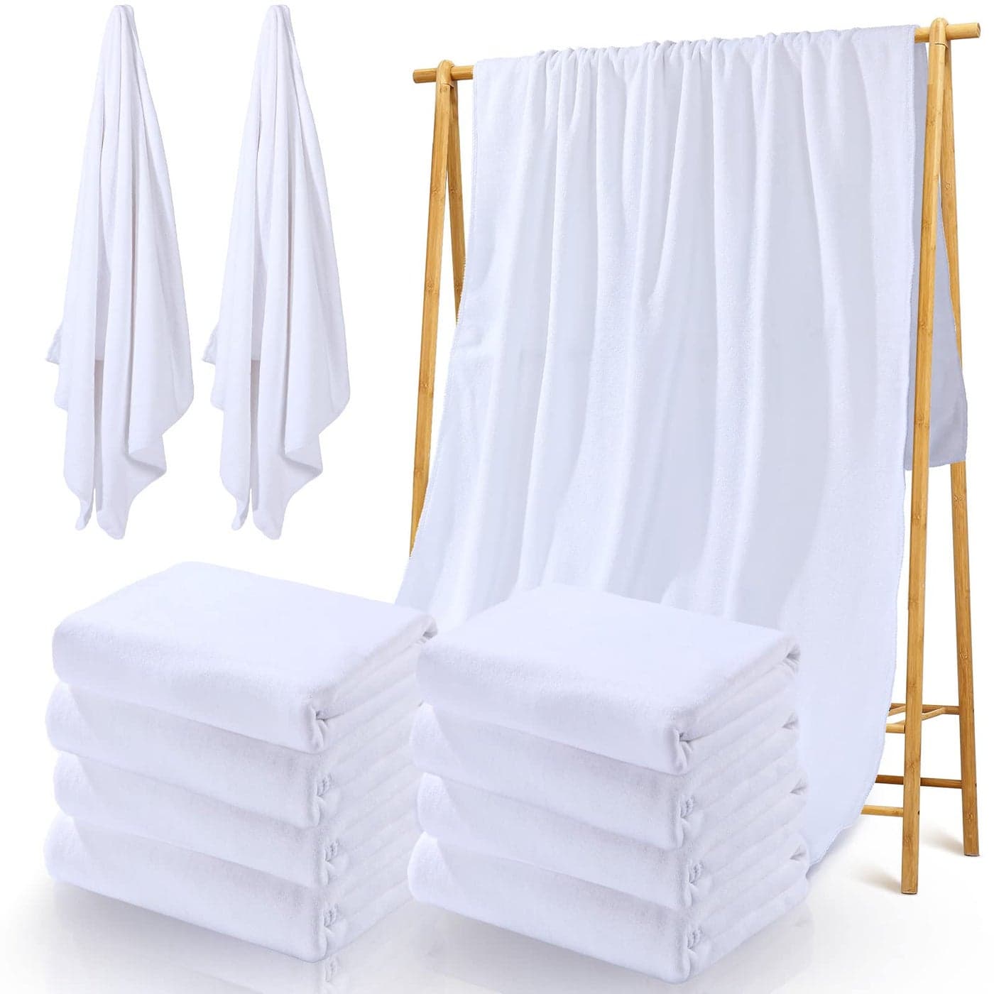 Breling 8 Pieces Sublimation Blank Bath Towel Microfiber Polyester Thick Towel Absorbent White Towel for Sublimation DIY Home Bathroom 60 x 27 Inch