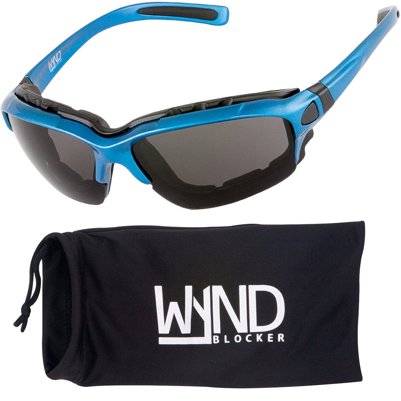 WYND Blocker Motorcycle Riding Glasses Extreme Sports Wrap Sunglasses Blue Smoke