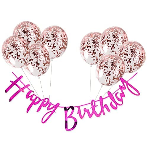 AMFIN® Pink Paper Birthday Decoration/Girls Birthday Pink Balloon/Photoshoot Balloon/Suprise Birthday Theme/Girls Birthday Confetti Combo, Pack of 1