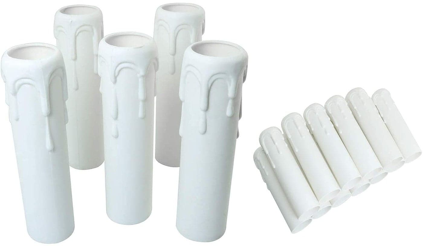 Longdex E12 Candelabra Base 12PCS 1x4 E12 White Antique Candle Light Sockets Chandelier Covers Candelabra Sleeves